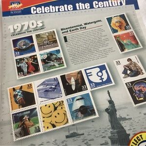 Vintage Celebrate the Century 1970’s collectable sheet of stamps.